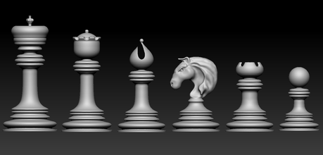 ajedrez modelo conjunto 3 3d impresión in tablero juegos 3dexport rey reina empeñar torre caballero juego reino obispo imprimible estilizado estrategia caballo lógica mente inspector 3d print model - Mito3D