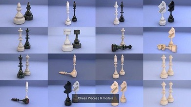 chess pieces 3d model in toys 3dexport game models piece poly strategy various-models knight king queen pawn rook bishop 3d print model - Mito3D