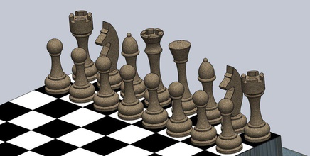 chess set 3d print model in board games 3dexport game boardgame pawn king queen hunter horse cannon chessgame pawns playing fun printable 3dmodel solidworks stl 3d print model - Mito3D