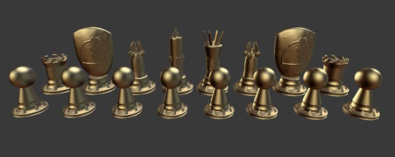 chess set rook knight bishop queen king game 3d print model - Mito3D