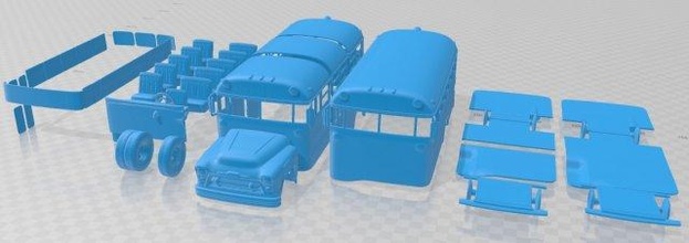 chevrolet 4500 school bus 1956 printable 3d print model in automotive 3dexport slot scalextric tamiya rc miniz hobby micro 3d print model - Mito3D