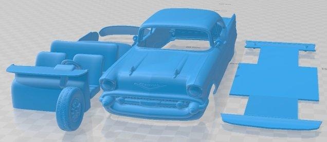 Chevrolet bel Luft Sport Coupe 1957 druckbar Wagen Automobil Slot scalextric tamiya rc miniz Hobby Mikro Druckguss 3d print model - Mito3D