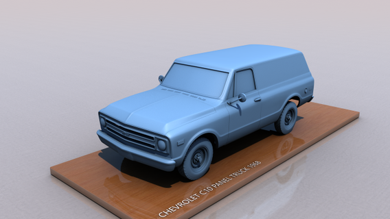 chevrolet c10 panel truck 1968 vehicle chevy car american auto print3d 3dprint printable whells 1967 1978 miniatures collection scale transport 3d print model - Mito3D
