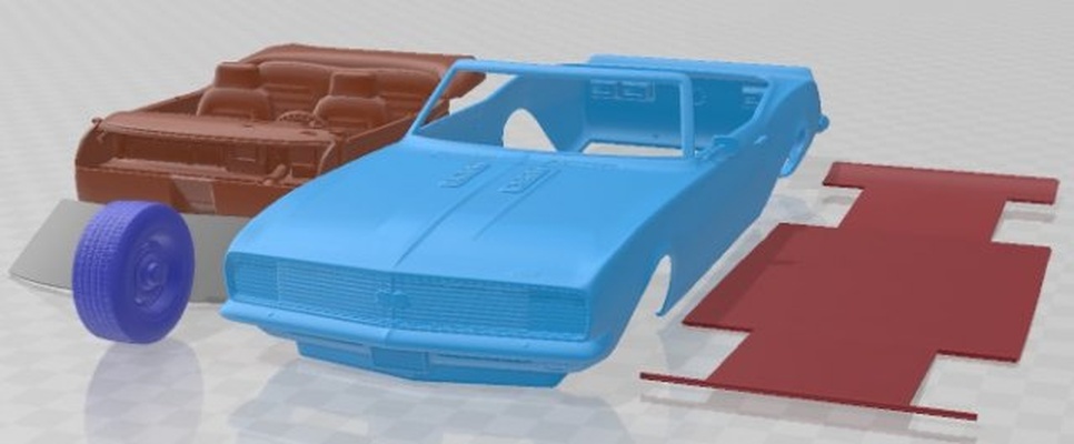 chevrolet camaro ss rs convertible 1967 imprimible coche vehiculo 3d impresión modelo in automotor 3dexport espacio scalextric tamiya rc miniz pasatiempo micro fundido presión 3d print model - Mito3D