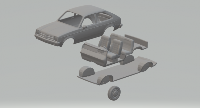 Chevrolet Chevette Druckguss heiße Reifen Slot Slotcar slot car heiß Spielzeuge Wagen 3dpirnt drucken Drucken druckbar 3D print model - Mito3D