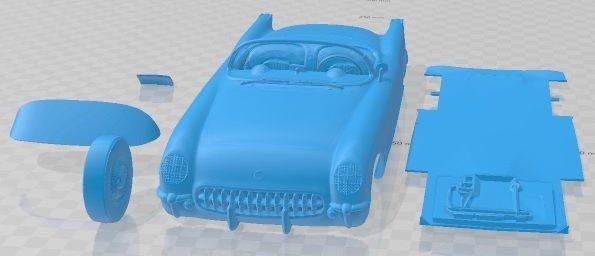 chevrolet corvette 235 blue flame 1954 printable car automotive slot scalextric tamiya rc miniz hobby micro 3d print model - Mito3D