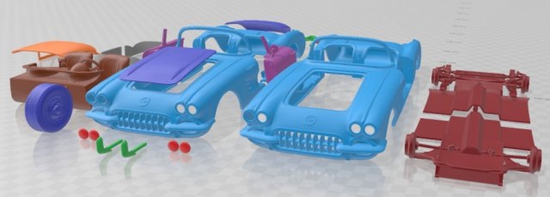 chevrolet corbeta cupé 1960 imprimible coche vehiculo 3d impresión modelo in automotor 3dexport espacio scalextric tamiya rc miniz pasatiempo micro fundido presión 3d print model - Mito3D