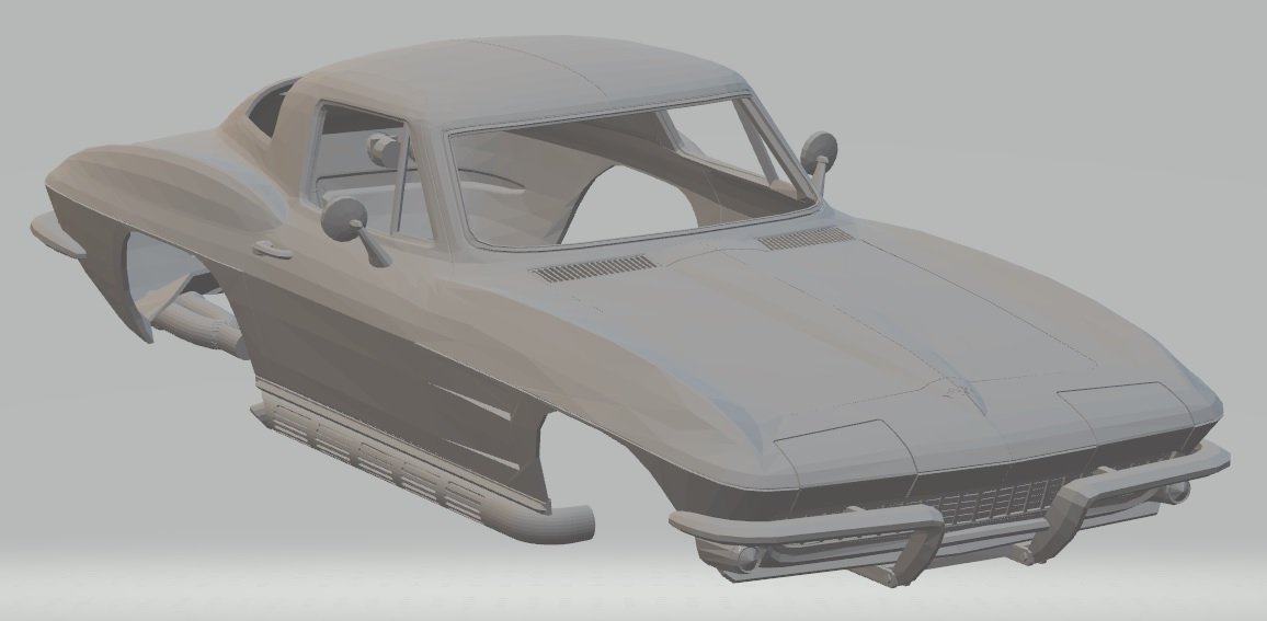chevrolet corvette raie 1965 imprimable corps voiture 3d impression modèle in automobile 3dexport fente scalextric tamiya rc radio contrôle 3D print model - Mito3D