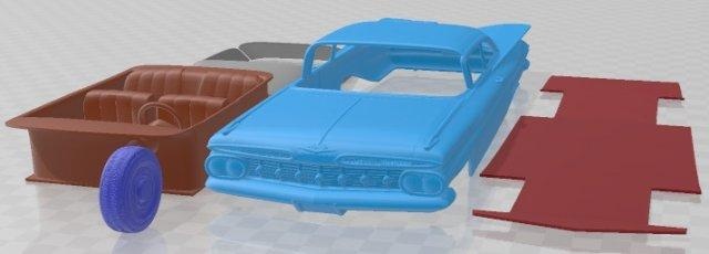 chevrolet impala 1837 deporte cupé 1962 imprimible coche vehiculo automotor espacio scalextric Tamiya rc miniz pasatiempo micro fundido presión 3d print model - Mito3D