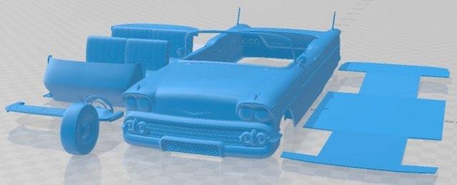 chevrolet impala 1958 convertible printable car automotive slot scalextric tamiya rc miniz hobby micro diecast 3d print model - Mito3D