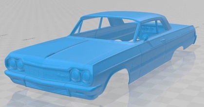 chevrolet impala ss 1964 printable body car 3d print model in automotive 3dexport slot scalextric tamiya rc miniz hobby micro diecast 3d print model - Mito3D