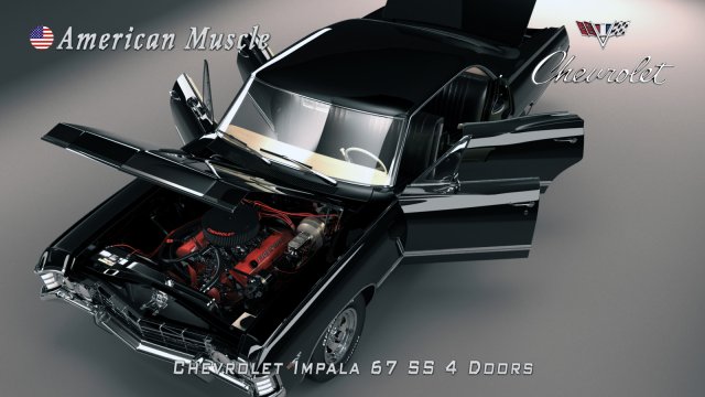 chevrolet impala ss 67 4 doors 3d model in sport cars 3dexport 4doors chevy muscle american detailed sedan 3D print model - Mito3D
