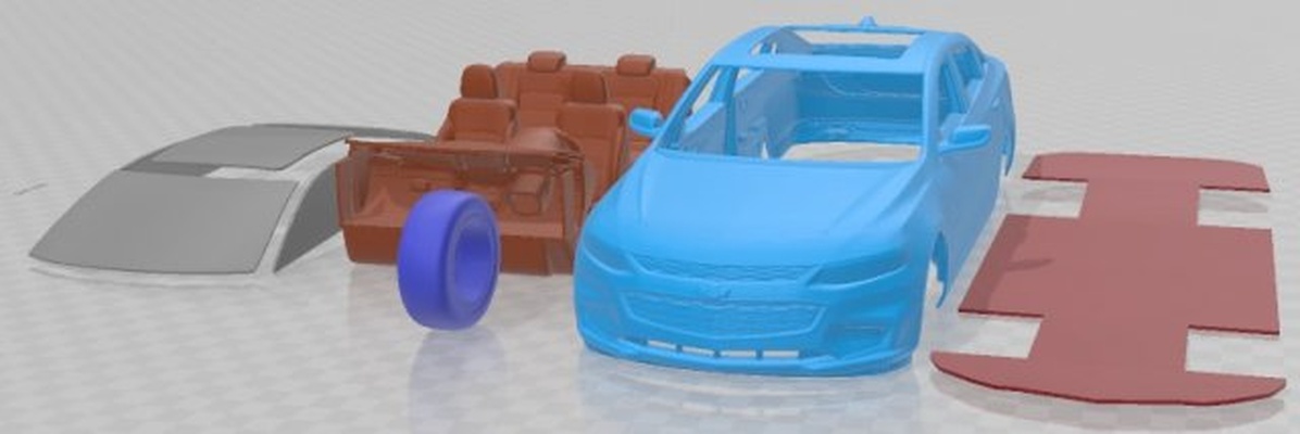 chevrolet malibu 2018 druckbar wagen 3d drucken modell automobil 3dexport slot scalextric tamiya rc miniz hobby mikro druckguss 3d print model - Mito3D