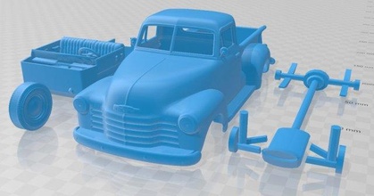 chevrolet pickup 1950 printable van 3d print model in automotive 3dexport slot scalextric tamiya rc miniz hobby micro crawler 3d print model - Mito3D