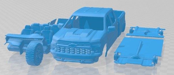 chevrolet silverado zr2 2022 printable car automotive slot scalextric tamiya rc miniz hobby micro diecast 3d print model - Mito3D