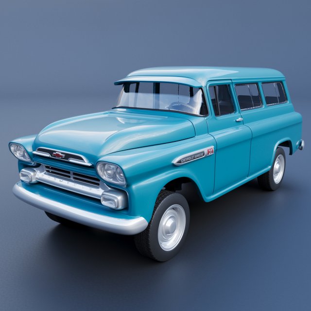 Chevrolet suburbano 1959 automotivo carro carros veículo passatempo auto roda clássico sla fdm printcar impressão rc furgão interior exterior 3D print model - Mito3D