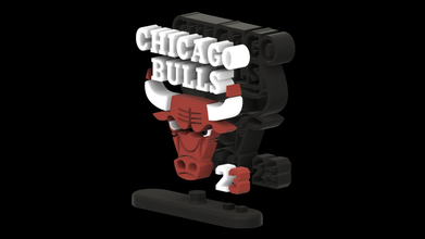 chicago toros nba logo estante soporte 2 versión Toros Chicago baloncesto cesta enfadado decoración Arte michael jordan 3d print model - Mito3D