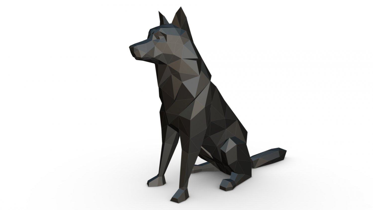 chien loup 2 3d impresión modelo in animales 3dexport arte regalo lowpoly 3dprint animal decoración figurilla interior diseño miniaturas escultura estatua juguete papercraft origami perro lobo 3D print model - Mito3D