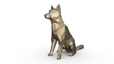 chien loup 3d print model in animals 3dexport wolf wolfdog art gift lowpoly 3dprint animal decor figurine interior design miniatures sculpture statue toy papercraft origami dog 3d print model - Mito3D