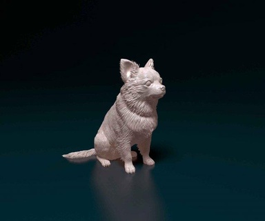 chihuahua peludo 3d impresión modelo figuritas perro animal listo imprimir stl obj imprimible mascota mexicano raza 3d print model - Mito3D