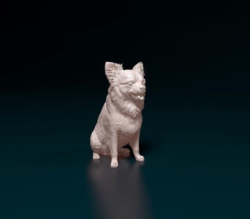 chihuahua peludo 4 figuritas perro animal long haired impresión 3d print model - Mito3D