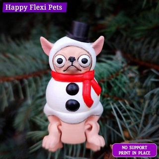 chihuahua snowman - christmas collection free animals xmas toy dog decoration flexi articulated puppy printinplace cutedog gift doglover dogperson games toys 3mf stl 3dprint 3d print model - Mito3D
