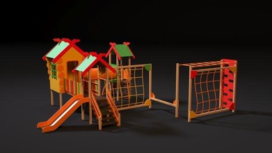 niños jugar complejo juego colinas patio recreo deporte jardín infancia preescolar elemental Deportes 3d print model - Mito3D