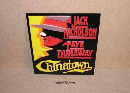 Chinatown Jack Nicholson film cinema goffrato logo manifesto cartello stampato 3d stampante segni loghi etichetta stampa hollywood artista Vintage design emblema distintivo decorazione stampabile 3d print model - Mito3D