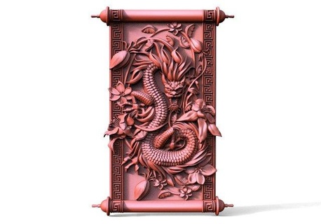 chino continuar cnc señales logos Arte alivio fantasía flores 3d print model - Mito3D