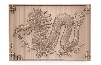 chinois dragon cnc soulagement bois sculpture mur décor fraisage bas relief 3d print model - Mito3D