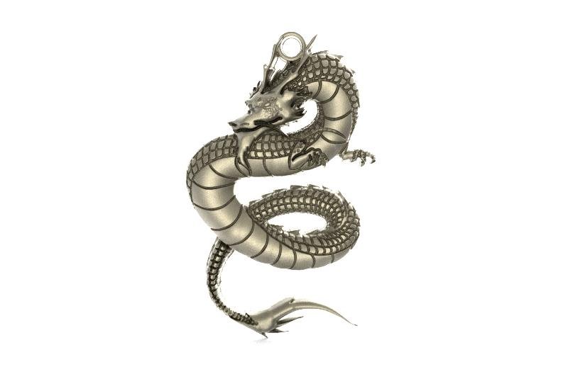 chinês Dragão pingente 1 joalheria fantasia criatura jóia moda mitologia 3D print model - Mito3D