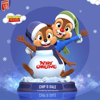 chip dale - merry christmas animals cartoon disney squirrel nintendo game comic fanart winter 3d print model - Mito3D