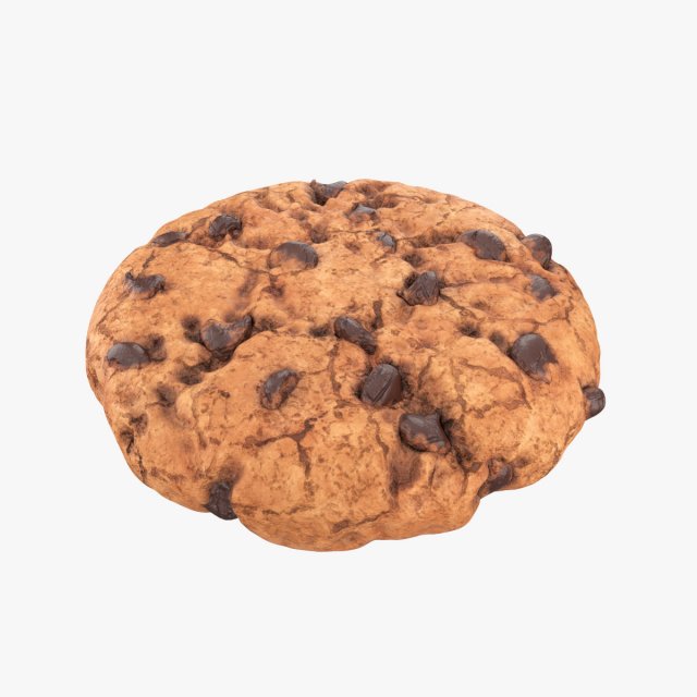 chocolate chip cookie 01 biscuit food dessert cake candy sweet snack treat baked crunch sugar bakery breakfast pastry pbr holiday 3D print model - Mito3D