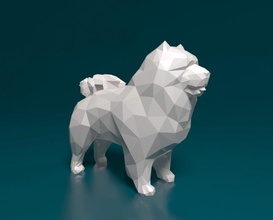 chow-chow dog low-poly 3d print model in figurines 3dexport chow chowchow poly lowpoly printready stl obj 3d print model - Mito3D