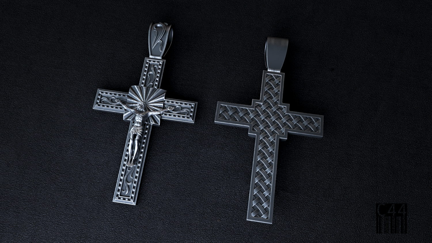 christian traverser 3d impression modèle in pendentifs 3dexport stéréolithographie religion bijoux cire imprimable ornement motifs crucifixion jésus 3D print model - Mito3D