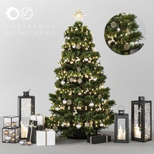 Navidad decoración conjunto ligero Pino regalo invierno árbol pino lámpara vela navidad Año ciervo interior planta maceta 3d print model - Mito3D