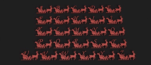 christmas reindeer 3d letters stl file santaclaus 3dprint 3dmodel alphabet font 3dletters hobby decorations gadget words 3d print model - Mito3D