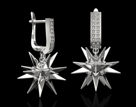 Noel yıldızı küpe 3d yazdırılabilir stl yıldız altın platin sterling Gümüş moda kadınlar parlak elmas gem taşlar femal kuyumcu 3d print model - Mito3D