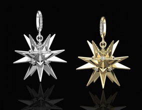 Noel yıldızı kolye stl yazdırılabilir takı altın Gümüş platin sterling moda 3d kadınlar gem Sole parlak elmas yıldız 3d print model - Mito3D