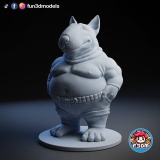 chubby bull terrier chilling - supportless  animals bull terrier chilling dog chubby supportless funko fun3dmodels cute funny chibi sculpture figurine animal happy easy supports cartoon character pet  3d print model - Mito3D