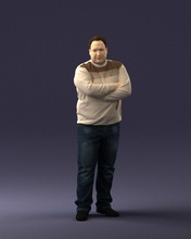 chubby man in sweater 0519 3d print ready model 3dexport scan polygon 3dprint human male realistic posed character people miniatures woman child style success fashion beauty 3d print model - Mito3D