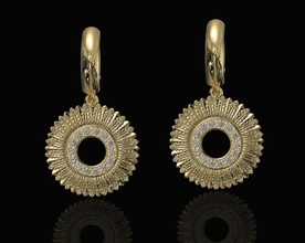 círculo penas brincos imprimível stl ouro prata platina esterlina joias jóia mulheres brilhante moda diamante brinco pena 3d joalheria 3d print model - Mito3D