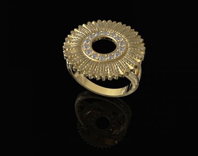 Kreis Gefieder Ring 3d brillant Juwel Edelsteine Gold Platin druckbar Ringe Silber Sterling stl Frauen Diamant orientalisch Feder Schmuck 3d print model - Mito3D