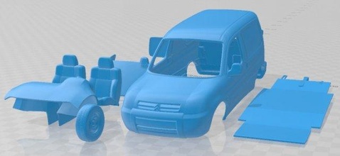 citroën berlingo 2002 imprimable van 3d impression modèle in automobile 3dexport fente scalextric tamiya rc miniz loisir micro 3d print model - Mito3D