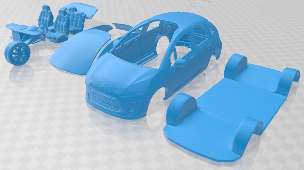 citroen c3 2010 printable car 3d print model in automotive 3dexport slot scalextric tamiya rc miniz hobby micro 3D print model - Mito3D
