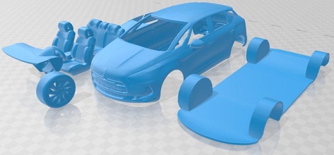 citroen ds5 printable car 3d print model in automotive 3dexport slot scalextric tamiya rc miniz hobby micro 3d print model - Mito3D
