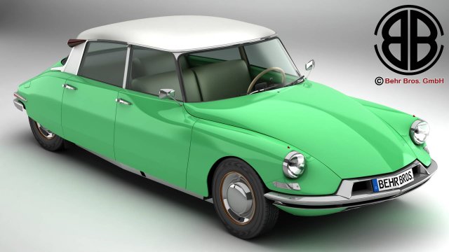 citroen ds 19 3d modelo in velho carros 3dexport ds19 1956 deusa gangster carro histórico clássico 50s 60s francês retro interior paris detalhado porta 3D print model - Mito3D