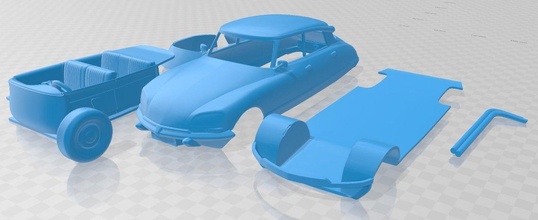 citroën ds 1967 imprimable voiture 3d impression modèle in automobile 3dexport fente scalextric tamiya rc miniz loisir micro 3d print model - Mito3D