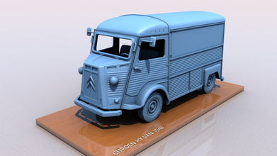 citroen hy van 1948 france europe classic vintage 1950 car tub netherlands 1940 truck vehicle road begium printable 3dprint miniatures 3d print model - Mito3D
