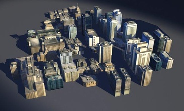ville poly bâtiment tour pack Jeu low collection 3d print model - Mito3D